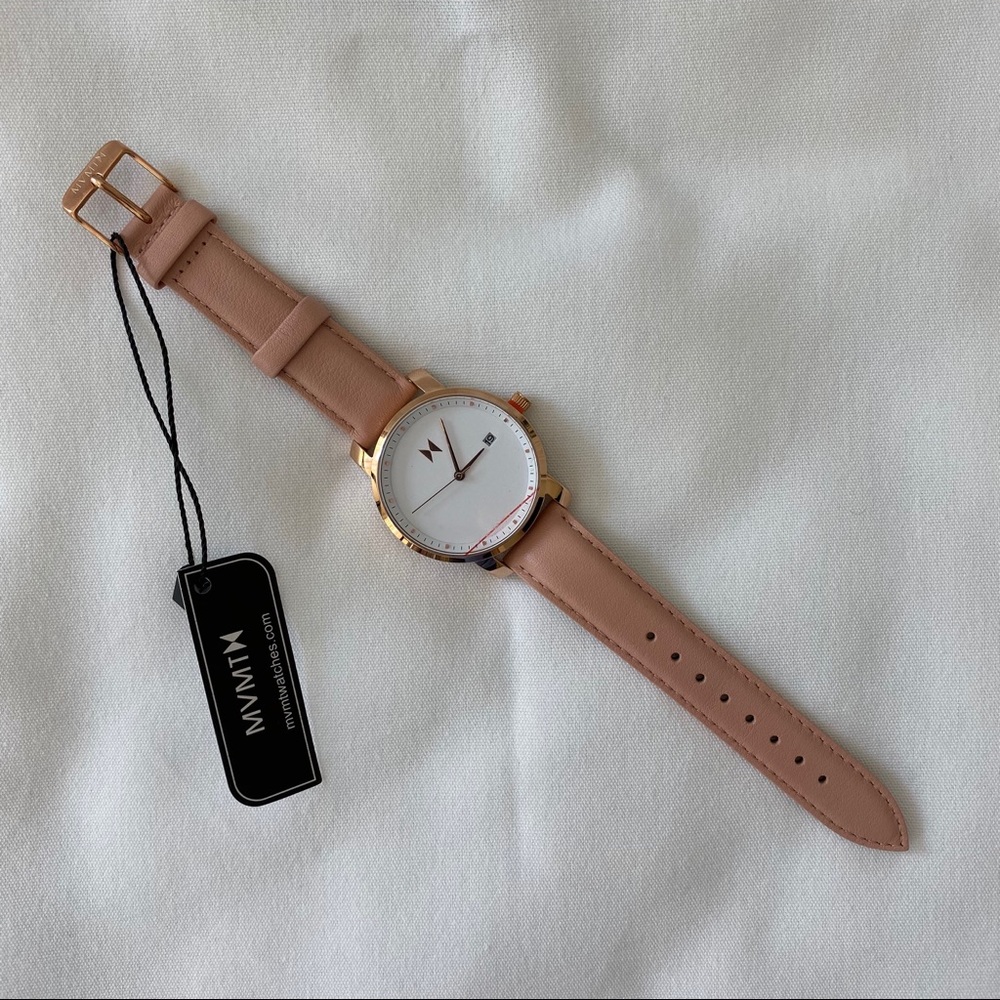 MVMT rose gold/peach leather watch. NWT.